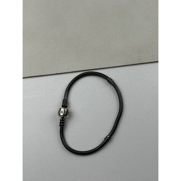 Pandora Oxidized Sterling Silver Snake Chain Charm Bracelet 7" #590702OX - Picture 6 of 6
